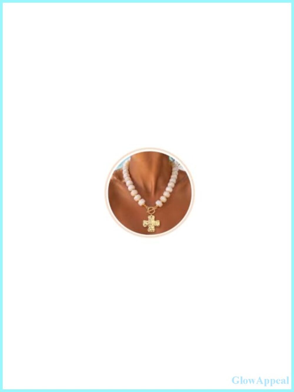 Chunky Beaded Necklace Women Heart Cross Statement Gold Detail